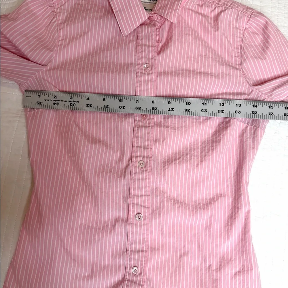 Abercrombie and Fitch AF Superfine Poplin Y2K Button Up Pink White Long Sleeve - Picture 7 of 9
